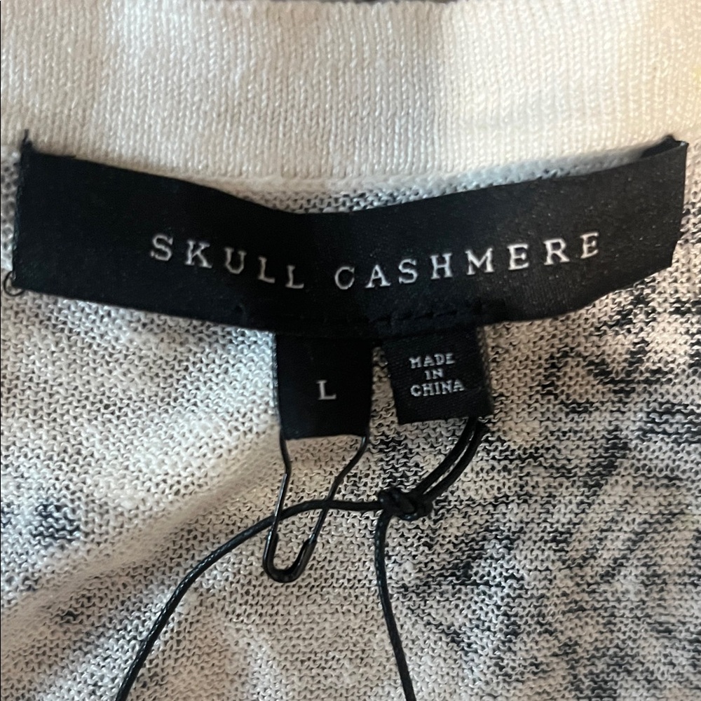 New Skull Cashmere White/Charcoal RUMA Linen Skull BOHO Top Size L - Picture 10 of 15